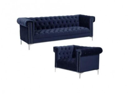 Blaue chesterfield sofagarnitur couch royal blau couchen sofa set garnituren neu